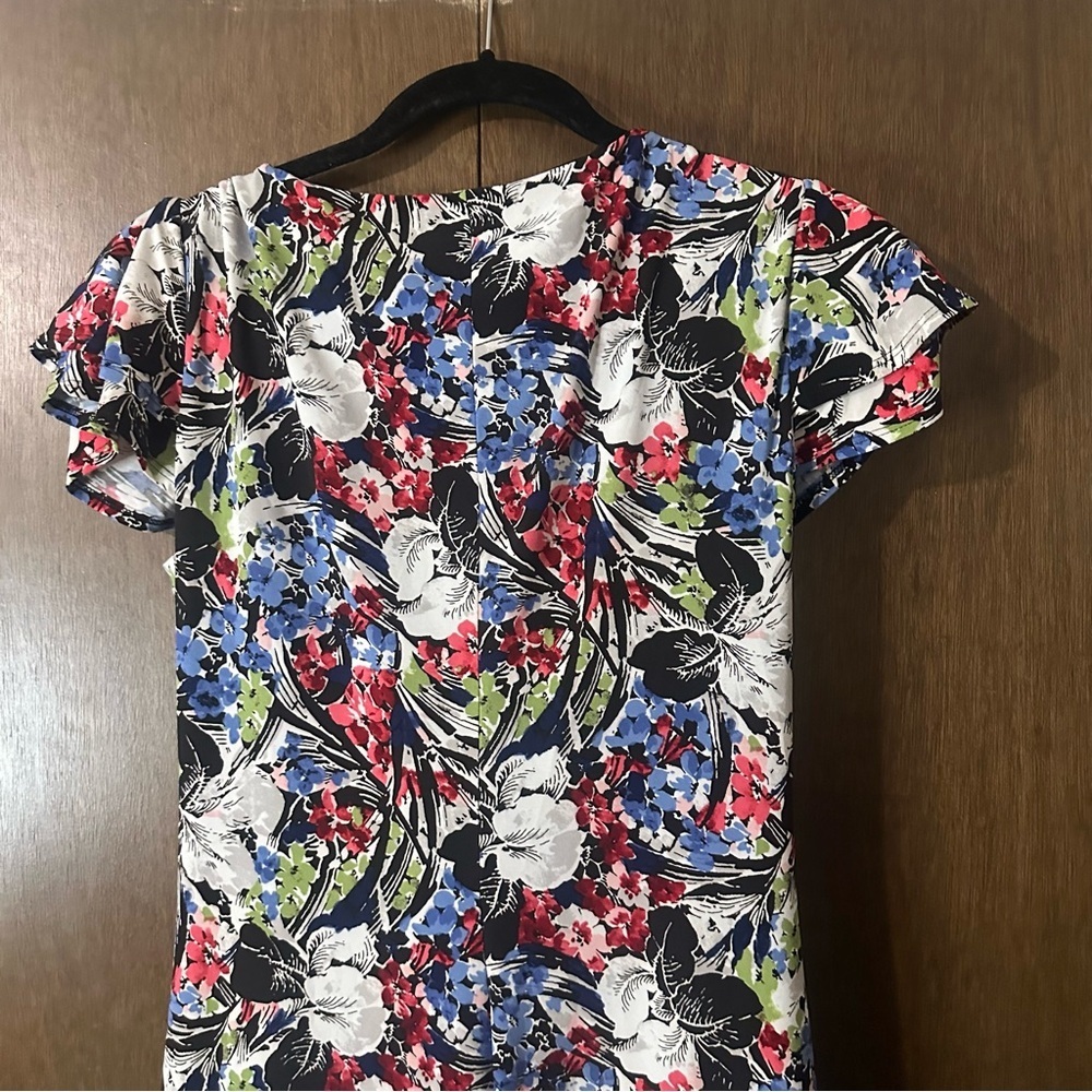 Lauren Ralph Lauren Floral Jersey Flutter-Sleeve Surplice Dress Lined Size 8 - Picture 10 of 15